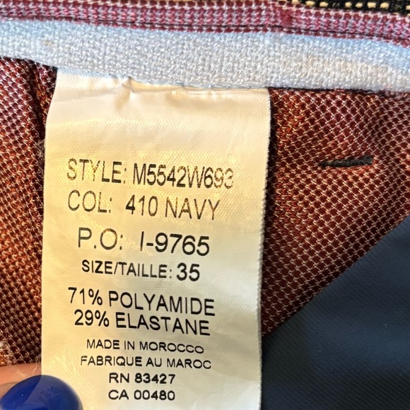 Ballin Crescent Modern Fit Navy Performance Pants Size 35 - Picture 4 of 5